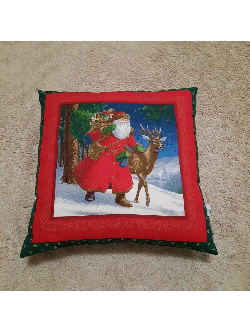 Riverdale Christmas Holiday Santa Throw Pillow Grannycore USA